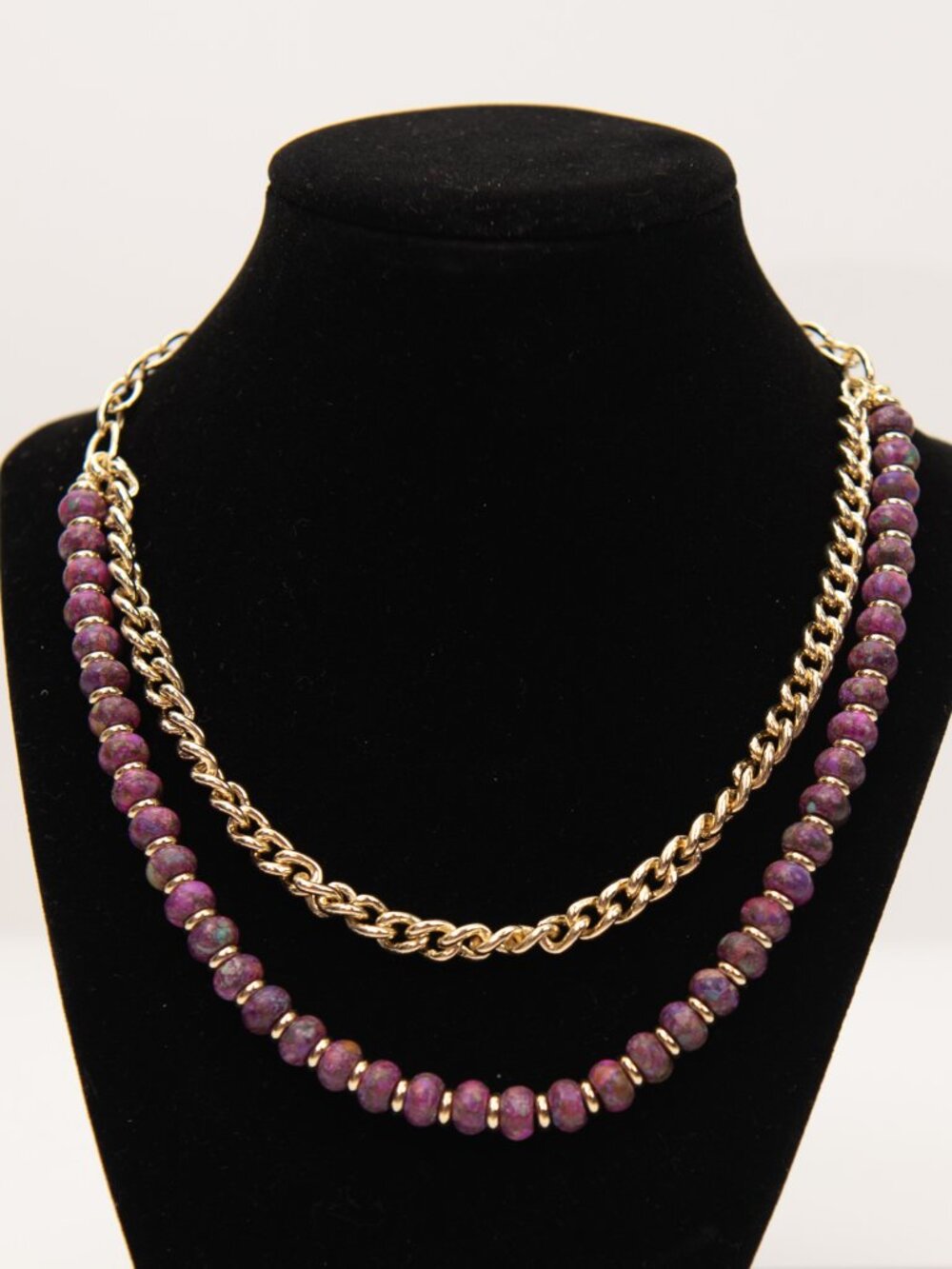 Kendra Scott Rebecca Gold Multi Strand Necklace Bronze Veined Purple Turquoise